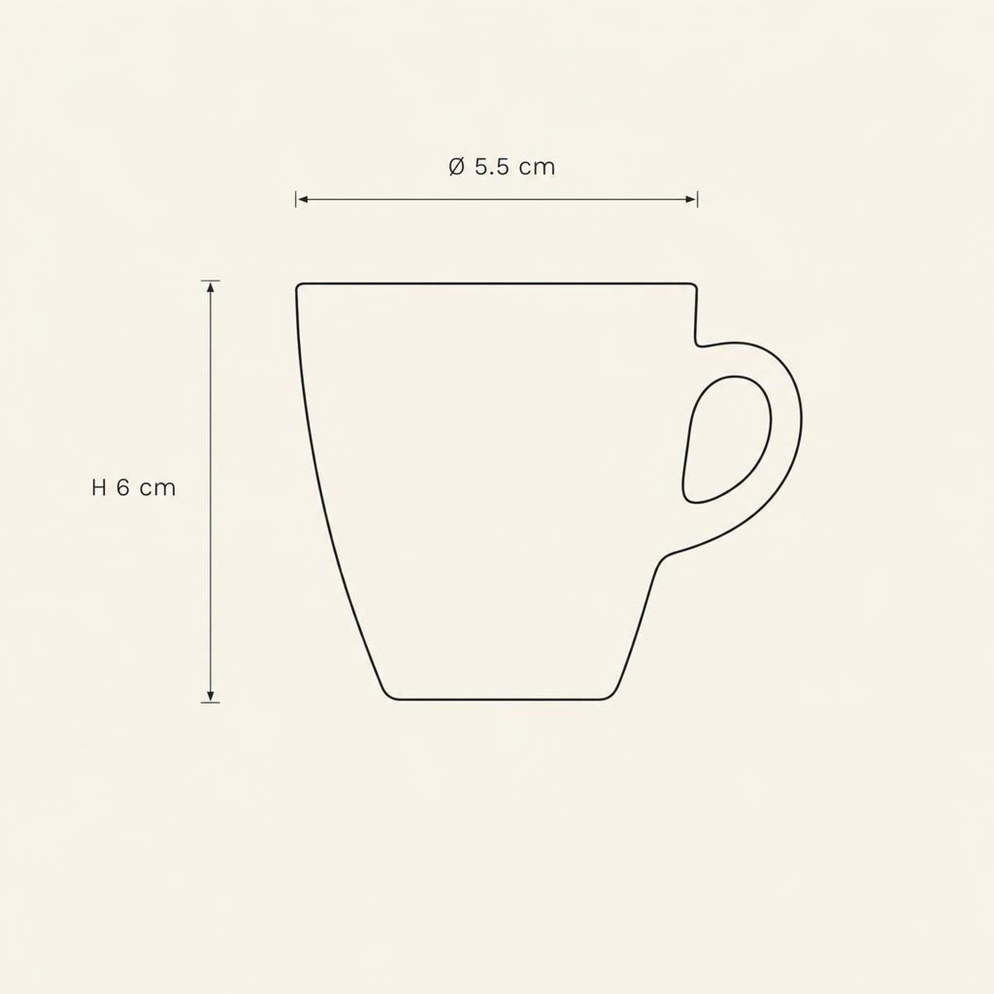 Espresso Cup - technical illustration with dimensions