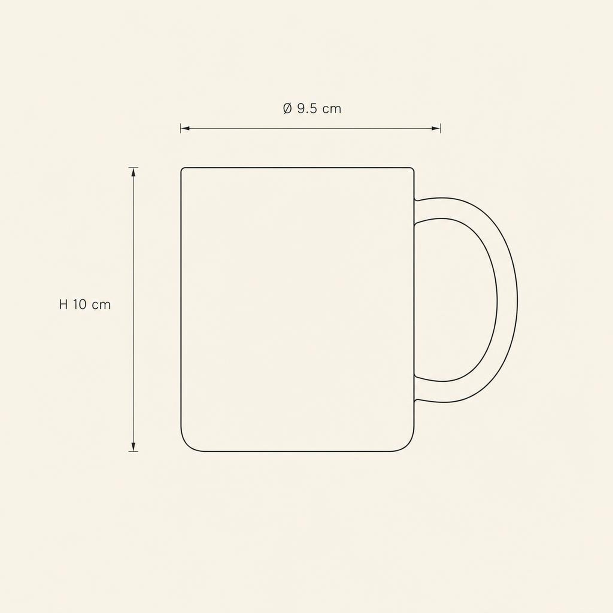 Love Mug - technical illustration with dimensions