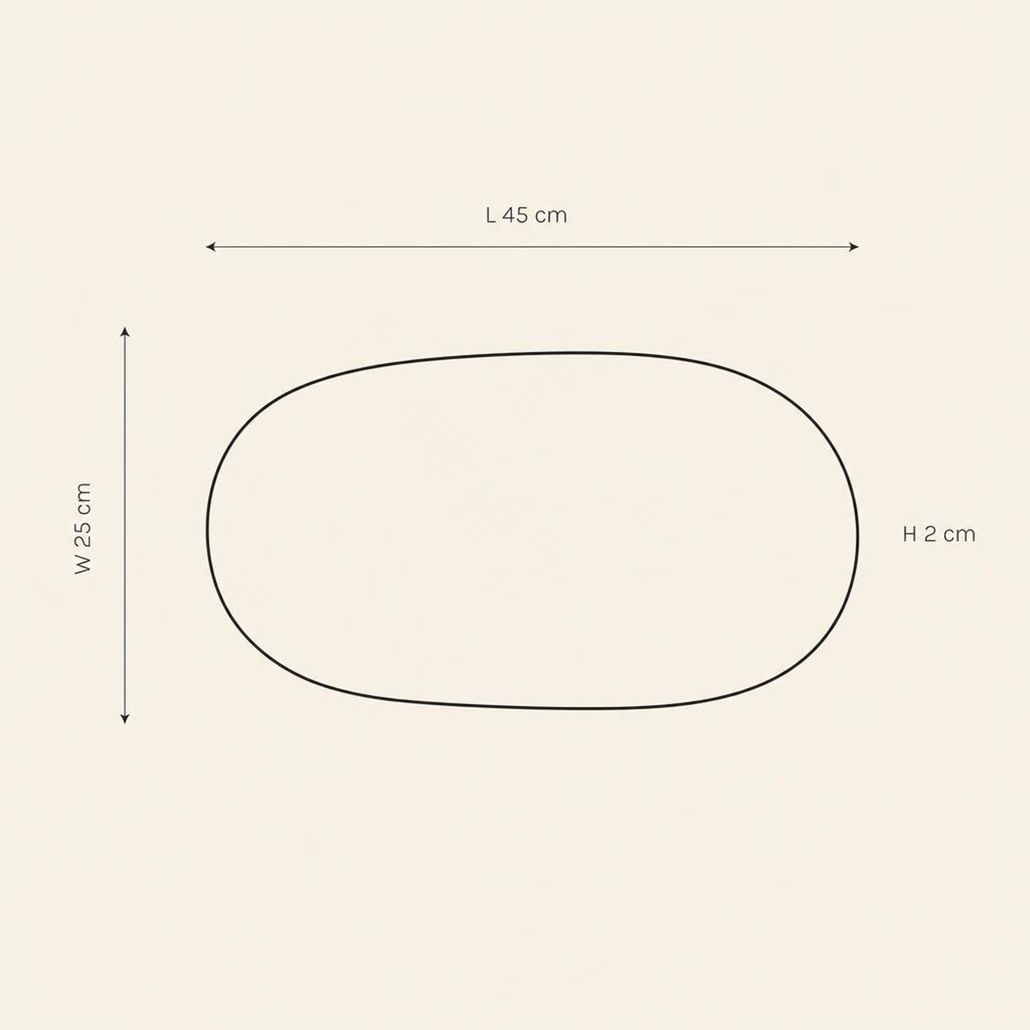 Oval Platter Large - technical illustration with dimensions