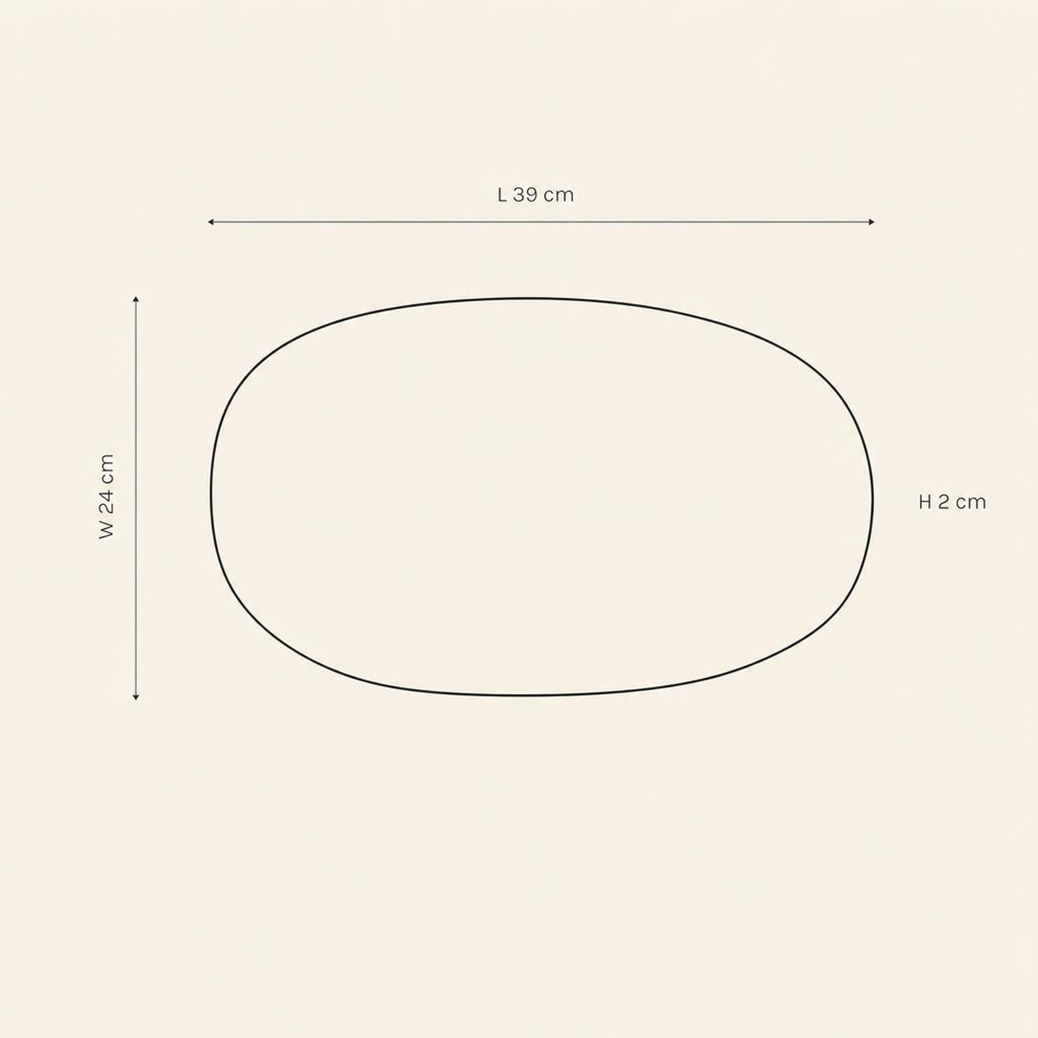Oval Platter Medium - technical illustration with dimensions