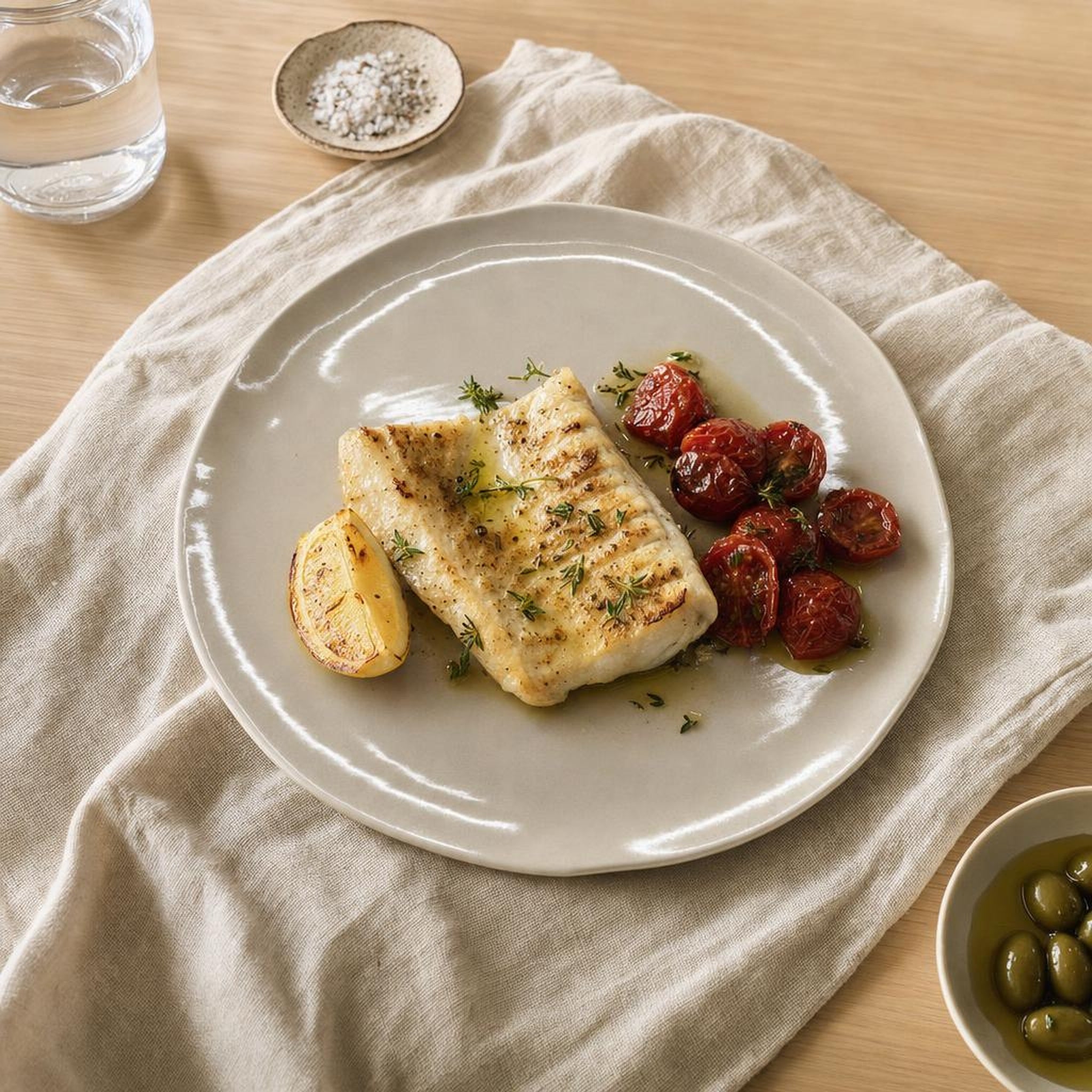 Dinner Plate - lifestyle scene, handmade in Abu Dhabi