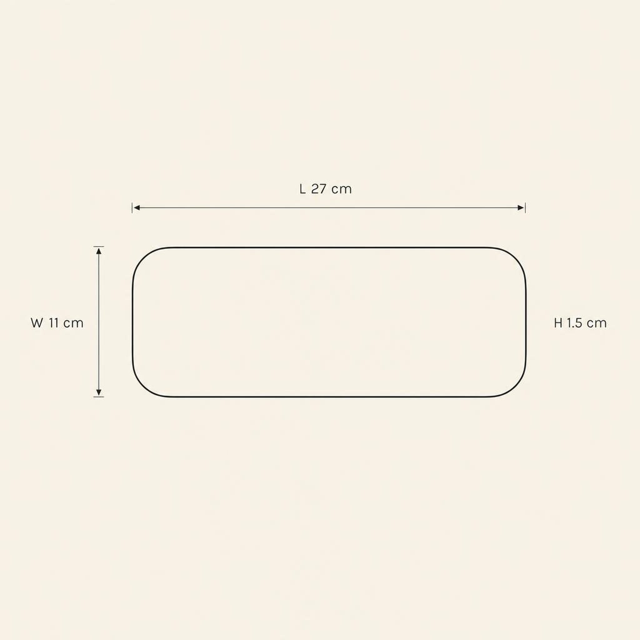 Rectangular Platter Medium - technical illustration with dimensions