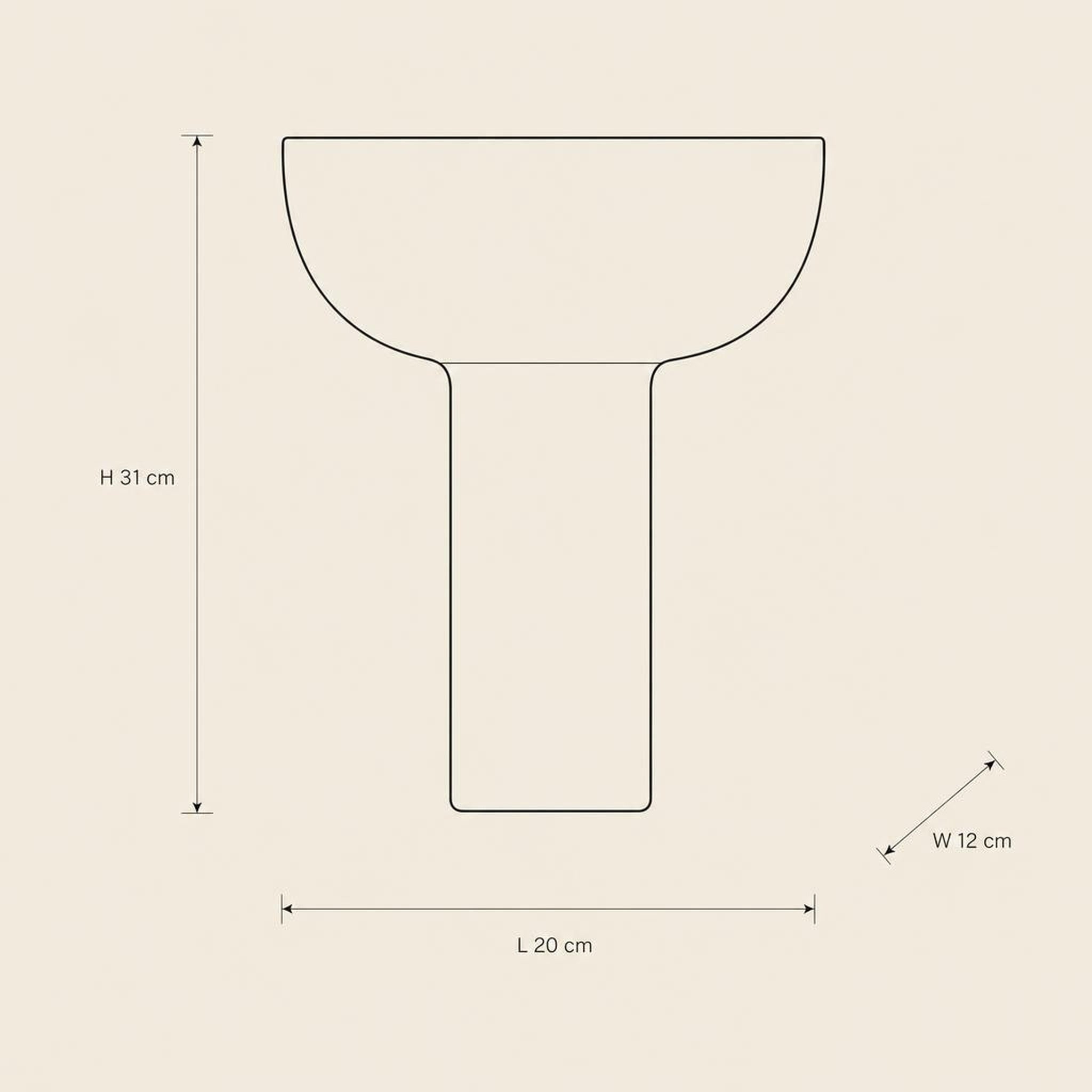 Stand Bowl 39 - technical illustration with dimensions