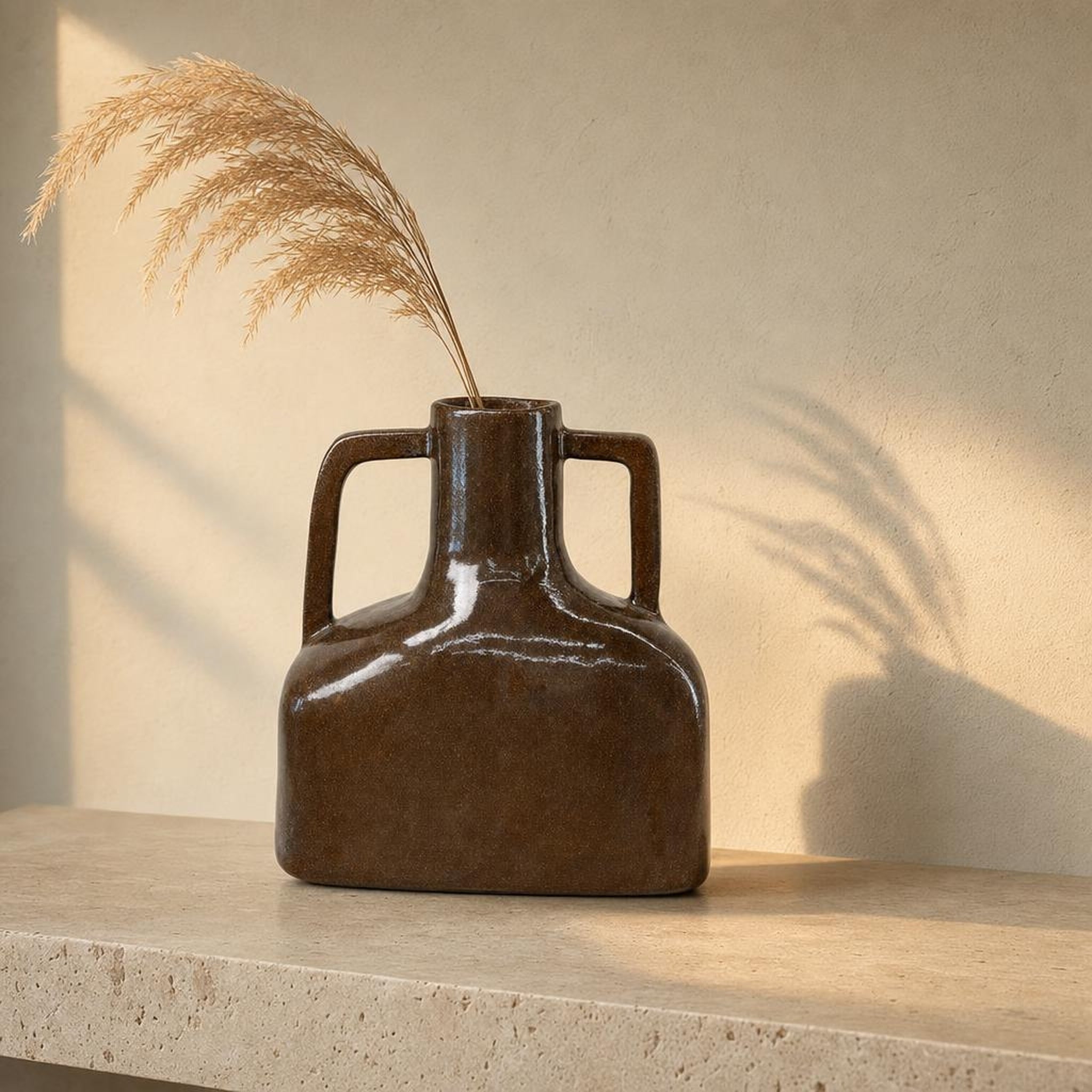Vase 23 Brown - lifestyle scene, handmade in Abu Dhabi