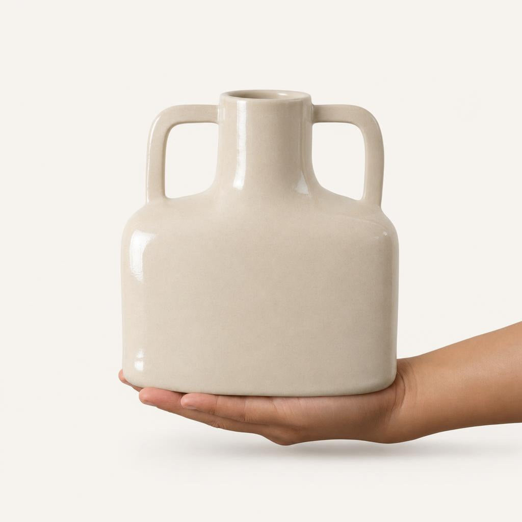 Vase 23 Cream - studio photograph, handmade in Abu Dhabi