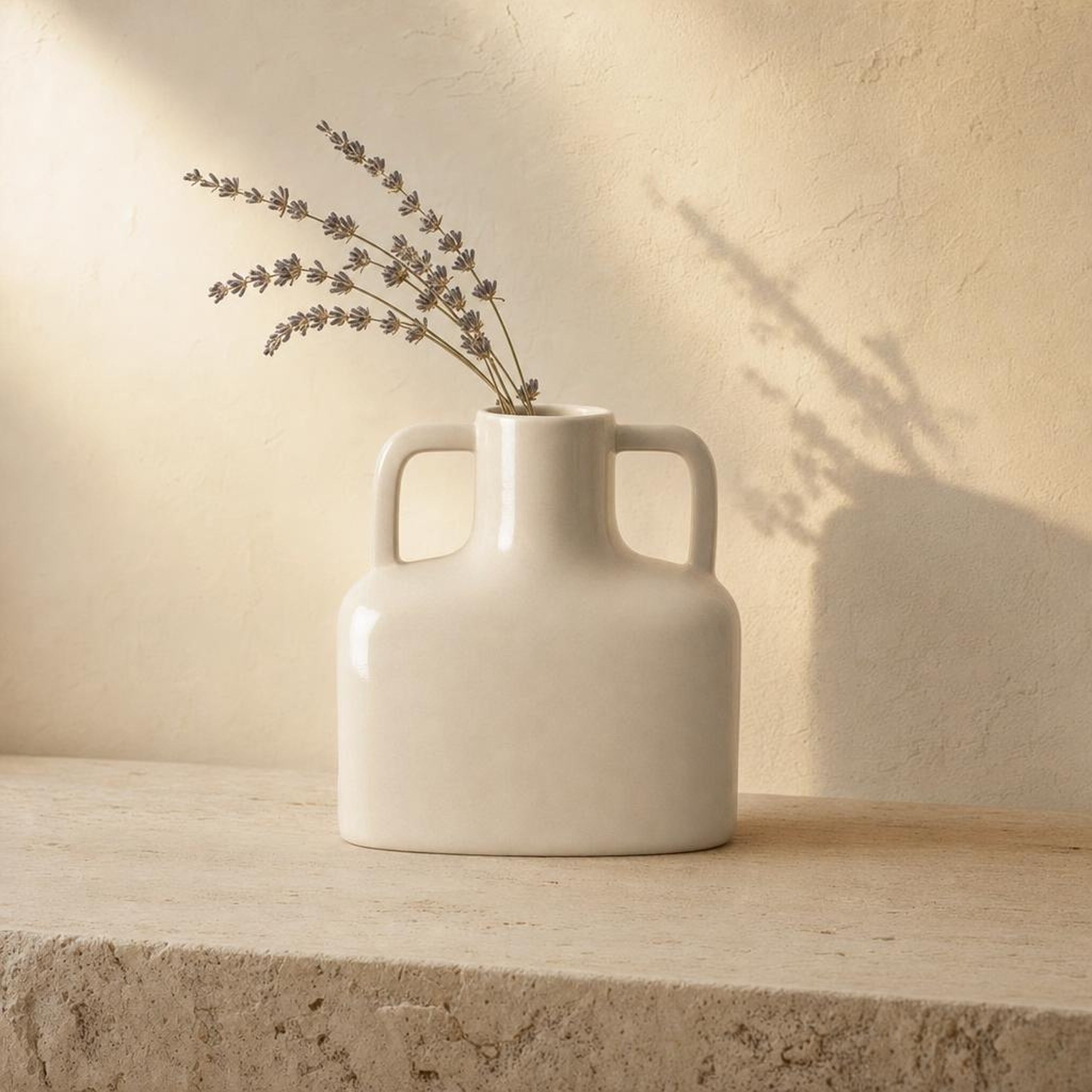 Vase 23 Cream - lifestyle scene, handmade in Abu Dhabi